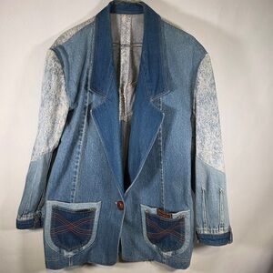 Denim Patchwork Women's Blazer